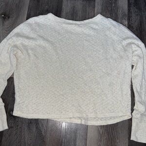 Anthropology  breathable cream/tan long sleeve shirt S/M GUC , cotton & polyeste